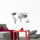 muursticker World Map 47 x 67 cm papier grijs/zwart