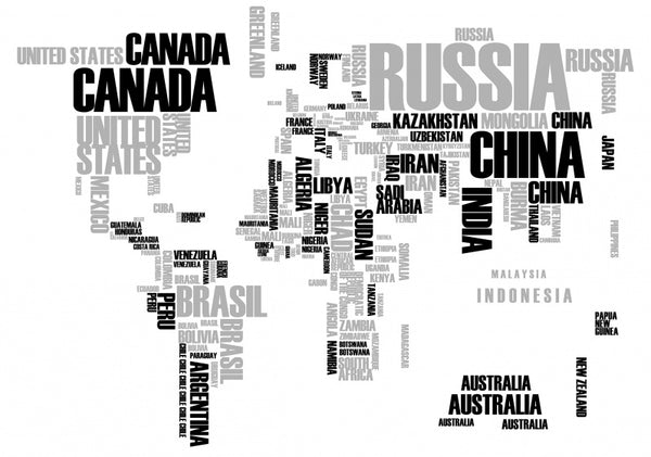muursticker World Map 47 x 67 cm papier grijs/zwart