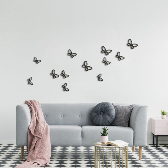 muurstickers Black Butterflies junior 12 stuks