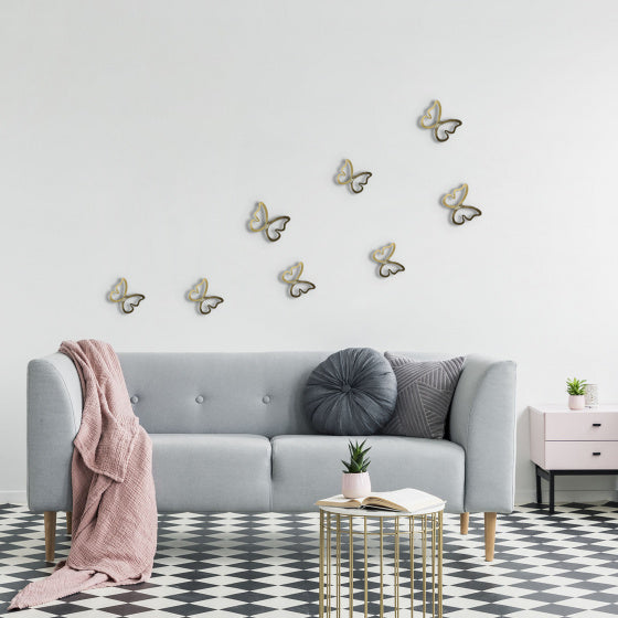 muurstickers Gold Butterflies junior 9 stuks
