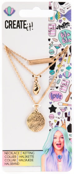 3-in-1 ketting met schelp goud