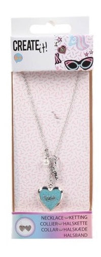 ketting hart meisjes zilver/blauw one-size