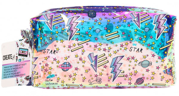 make-up tasje Bliksem meisjes 17 x 10 cm blauw/roze