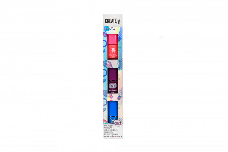 nagellak meisjes 10 ml roze/paars/blauw 3 stuks