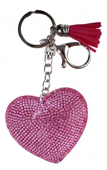 sleutelhanger hart met strass-steentjes 5 cm roze