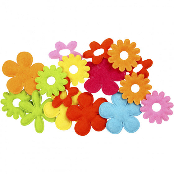 decoratieset Bloemen 45 mm vilt 135 stuks