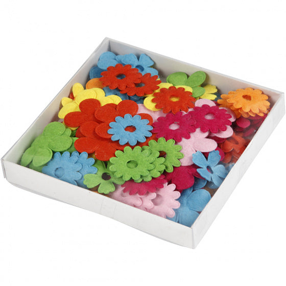 decoratieset Bloemen 45 mm vilt 135 stuks