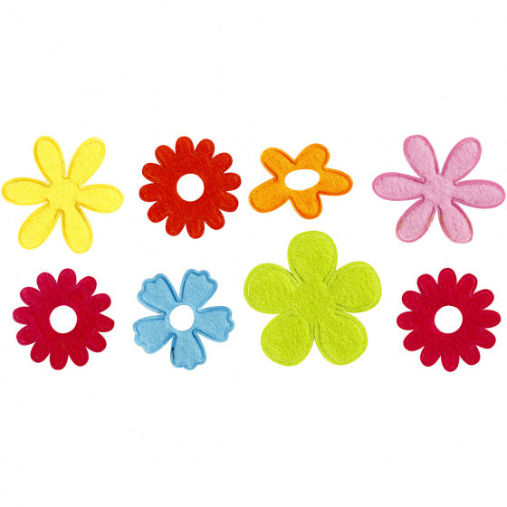 decoratieset Bloemen 45 mm vilt 16 stuks