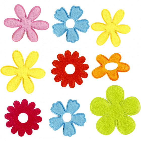 decoratieset Bloemen 45 mm vilt 135 stuks