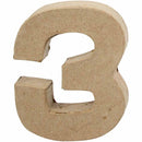cijfer 3 papier-mâché 10 x 8 cm