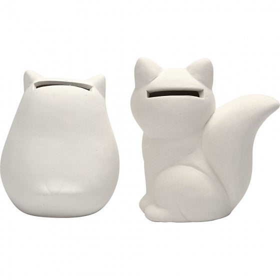 dierenspaarpot uil en vos 9 cm wit 2 stuks