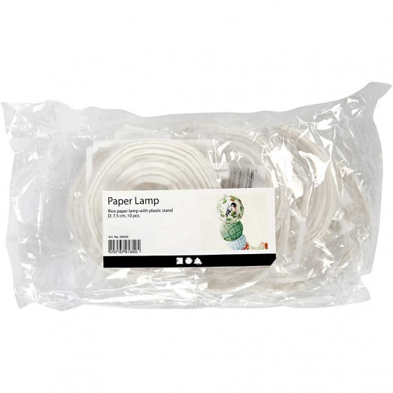 lampion rijstpapier 7,5 cm wit 10 stuks