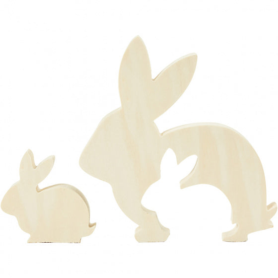 2in1 Figuren konijnen 5 + 10,5 cm x 5 + 10 cm x 1,2 cm bruin