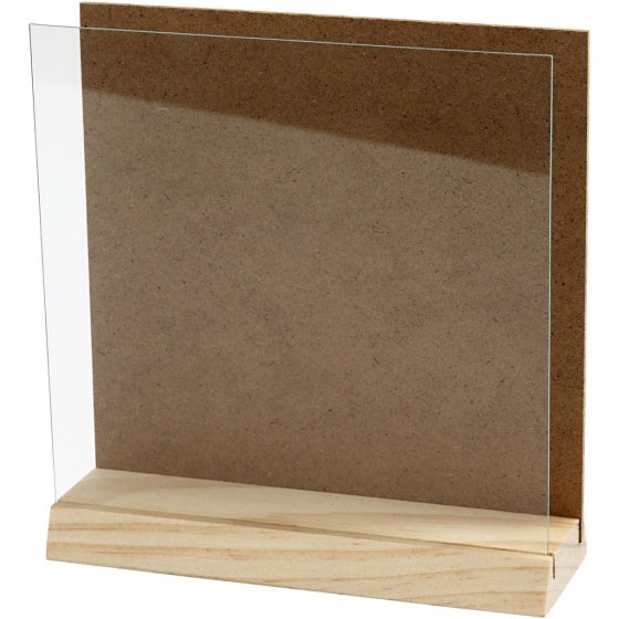 Houten 3D Plaat met Glas, 15x15cm