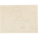 3D houten set huis met balkon 15,8 x 17,5 x 19,5 cm