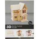 3D houten set huis met balkon 15,8 x 17,5 x 19,5 cm