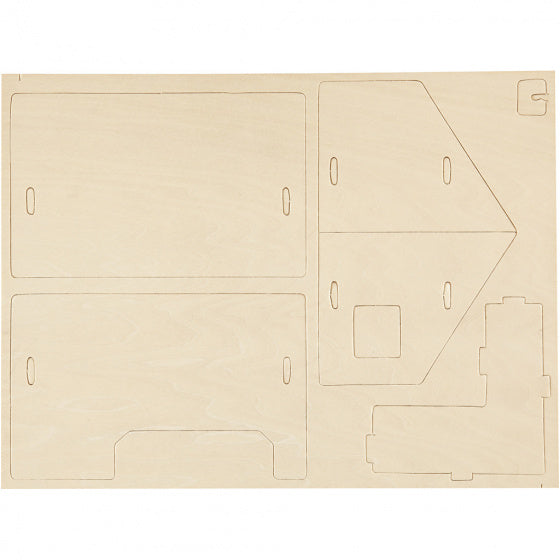 3D houten set huis met veranda 22,5 x 16 x 17,5 cm