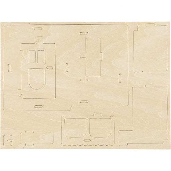 3D houten set huis met veranda 22,5 x 16 x 17,5 cm