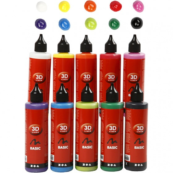 3D liner 100 ml 10 stuks multicolor