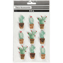 3D stickers cactussen 45 x 15-26 x 7 mm 9 stuks