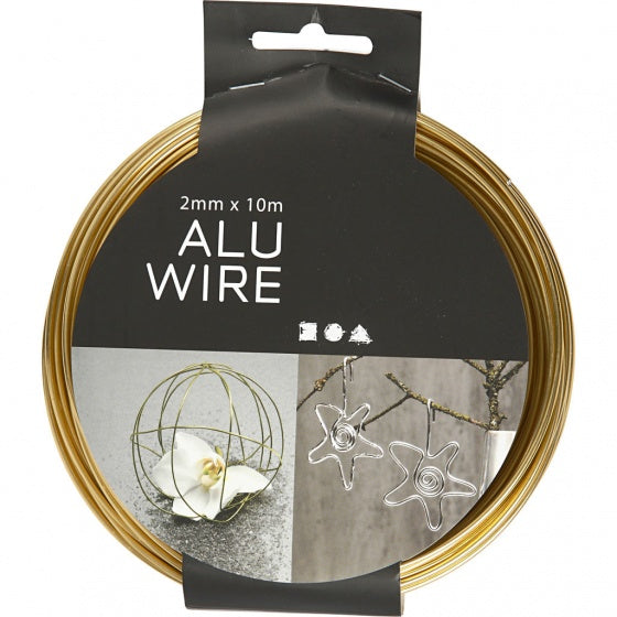 aluminiumdraad 10 m rond 2 mm goud