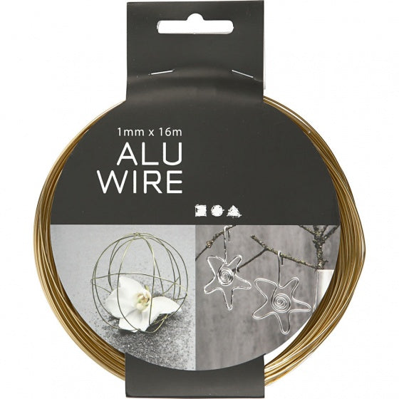 aluminiumdraad 16 m rond 1 mm goud
