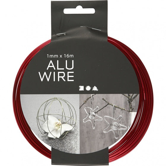 aluminiumdraad 16 m rond 1 mm rood