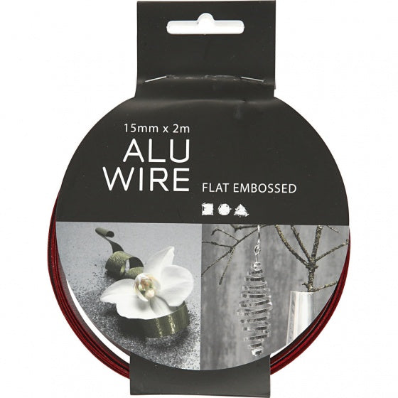 aluminiumdraad 2 m plat 1,5 cm rood