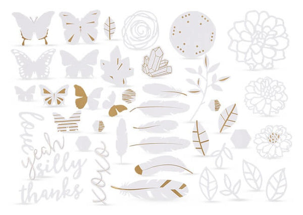 aquarellabels met goudkleurige motieven 44 stuks