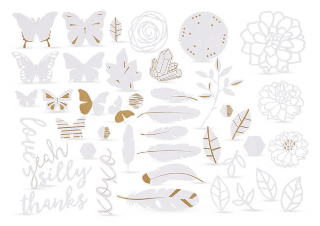 aquarellabels met goudkleurige motieven 44 stuks