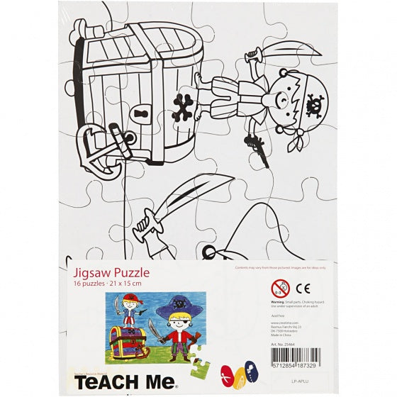 blanco puzzel piraten 15x21 cm 16 stuks