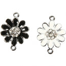 bloembedels 18 mm rond 4 stuks zwart/wit