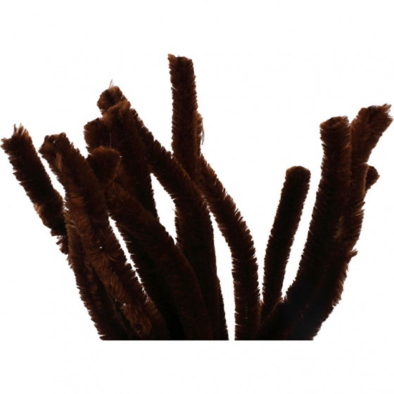 chenille draad 15 stuks 30 cm 15 mm bruin