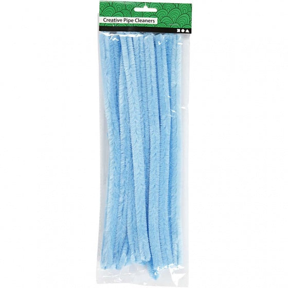 chenille draad 15 stuks 30 cm 15 mm lichtblauw
