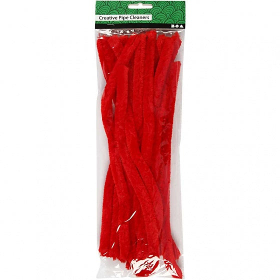 chenille draad 15 stuks 30 cm 15 mm rood