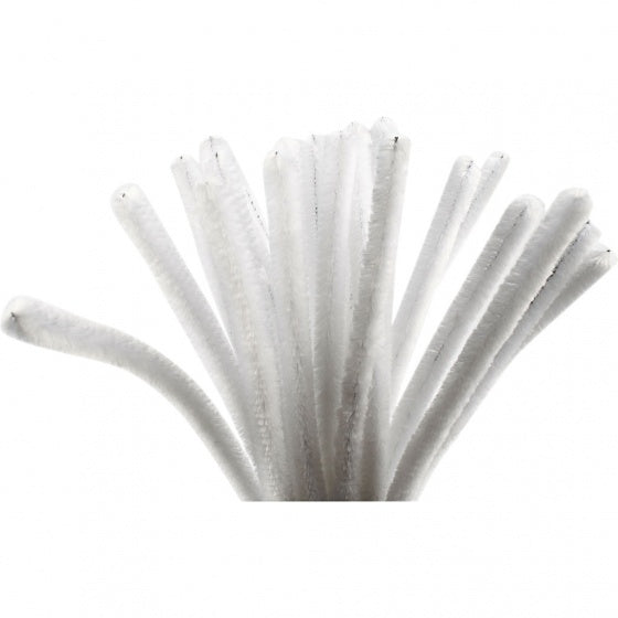 chenille draad 25 stuks 30 cm 9 mm wit