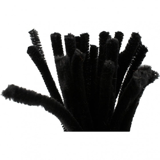 chenille draad 25 stuks 30 cm 9 mm zwart