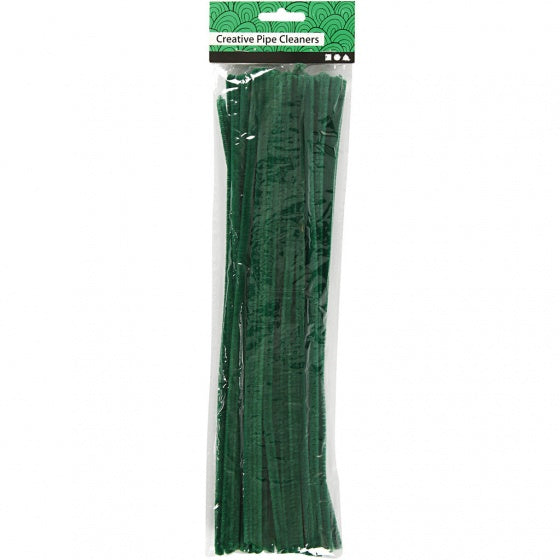 Chenille Donkergroen 30cm, 50st.