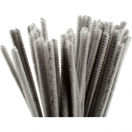 Chenille Grijs 30cm, 50st.