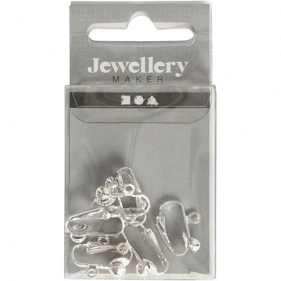 clip-on oorbellen 16,5 mm verzilverd 6 stuks