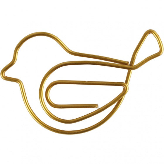 clips vogel goud 32 x 40 mm 6 stuks