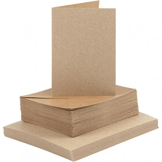 Kaarten en Enveloppen Naturel, 50 Sets