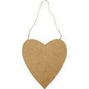 decoratie Hart papier-maché 12,5 cm bruin per stuk
