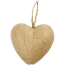 decoratie Hart papier-maché 6,5 cm bruin 9 stuks