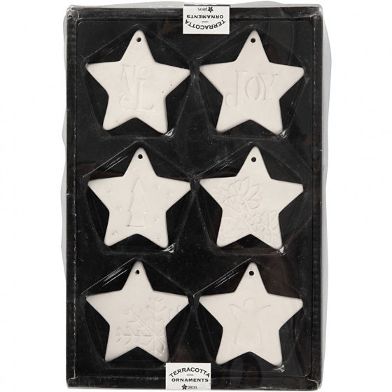 decoratie sterhangers 7 x 7 cm terracotta wit 6 stuks