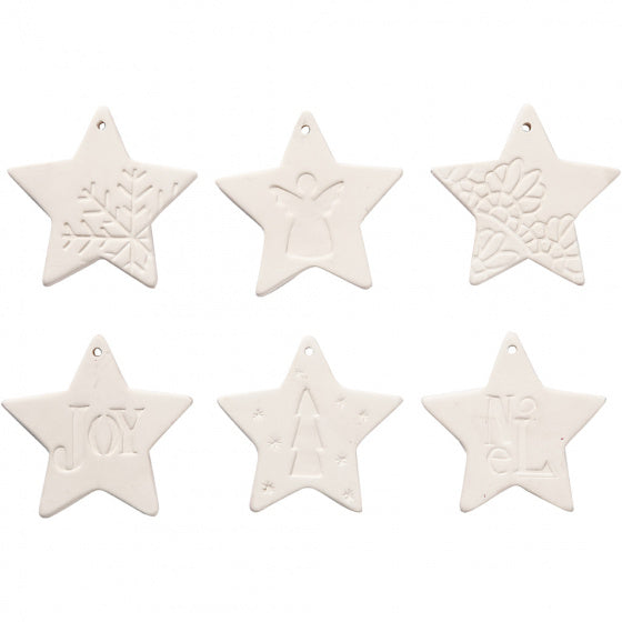 decoratie sterhangers 7 x 7 cm terracotta wit 6 stuks