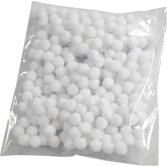 decoratiepom-poms 1,5 cm wit 200 stuks