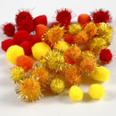 decoratiepompoms 15-20 mm rood/geel/oranje 48 stuks