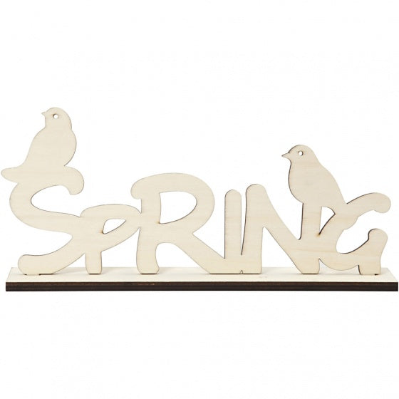 decoratiewoord Spring hout 29 cm blank per stuk