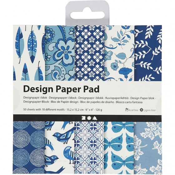 Design Papierblok Blauw, 50 Vellen